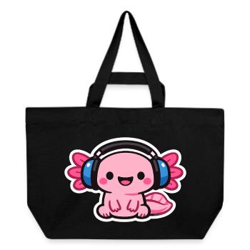 Cuddly Headphone Dragon axolotl - Recycled Shopping Bag Stanley/Stella - black - Front