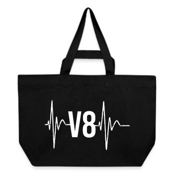 V8 Heartbeat Us Car Liebhbaber Motif - Recycled Shopping Bag Stanley/Stella - black - Front
