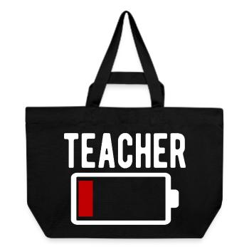 Teacher Battery Drain Funny Funny Work - Recycled Shopping Bag Stanley/Stella - black - Front