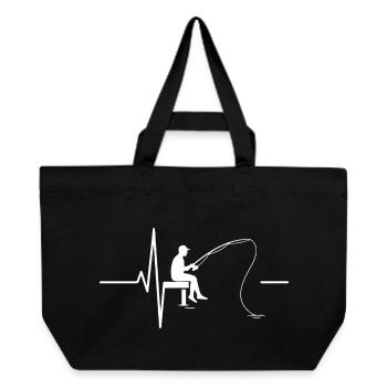 Fishing River Passion Heartbeat - Recycled Shopping Bag Stanley/Stella - black - Front