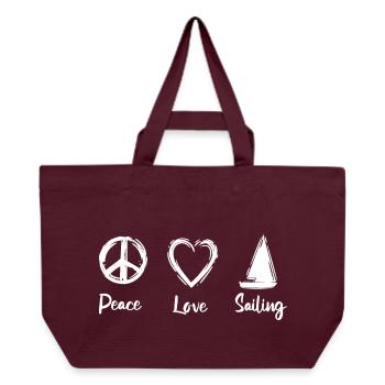 Peace Love Sailing - Recycelte Shopping Bag von Stanley/Stella - Burgunderrot - Vorne