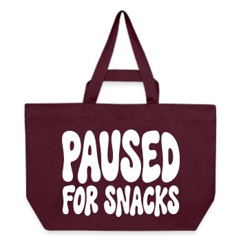Paused For Snacks Gamer Saying Humor - Recycled Shopping Bag Stanley/Stella - burgundy - Front