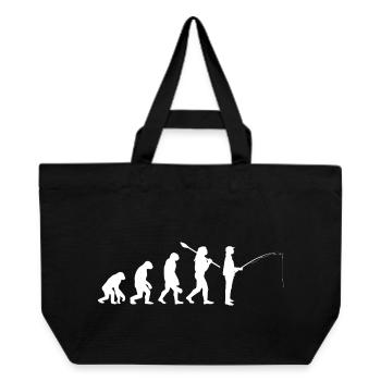 Evolution of Man Fishing Silhouette - Recycled Shopping Bag Stanley/Stella - black - Front
