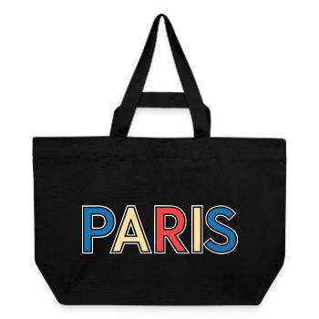 Paris Color Block Typography - Recycled Shopping Bag Stanley/Stella - black - Front