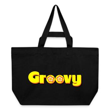 Groovy des années 70 fleur fleur - Cabas recyclé Stanley/Stella - noir - Devant