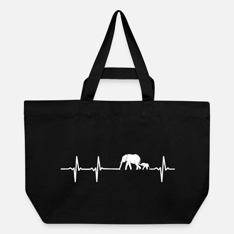 Elefantenherz auf Lebenslinie - Recycelte Shopping Bag von Stanley/Stella - Schwarz