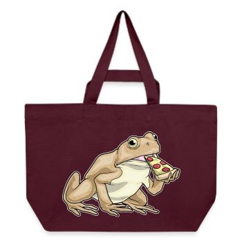 Frosch Pizza - Recycelte Shopping Bag von Stanley/Stella - Burgunderrot - Vorne