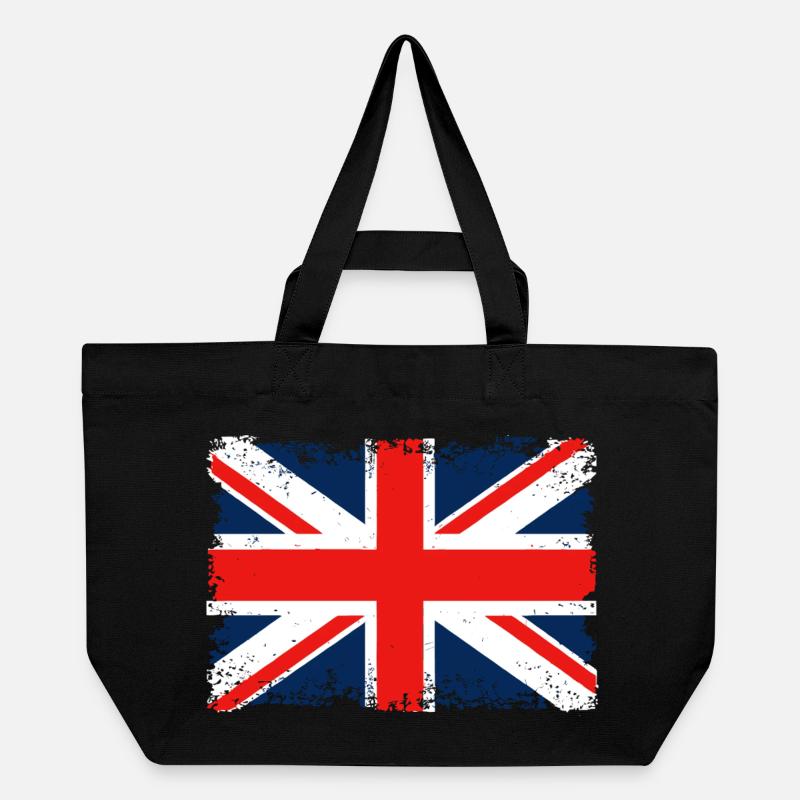 Distressed Union Jack Flagge - Recycelte Shopping Bag von Stanley/Stella - Schwarz