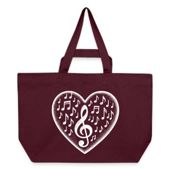 Musik Herz Notenschlüssel Liebe Sound - Recycelte Shopping Bag von Stanley/Stella - Burgunderrot - Vorne