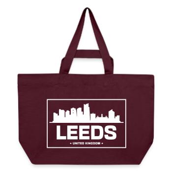 Leeds Skyline Silhouette Druck - Recycelte Shopping Bag von Stanley/Stella - Burgunderrot - Vorne
