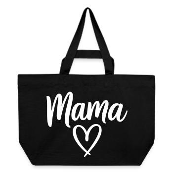 Mama Heart Script Handwritten Love - Recycled Shopping Bag Stanley/Stella - black - Front