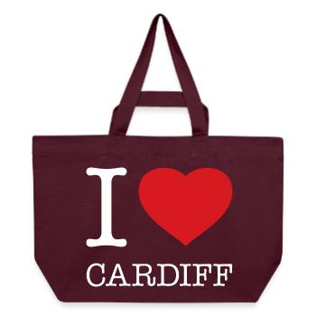 I LOVE CARDIFF - Recycelte Shopping Bag von Stanley/Stella - Burgunderrot - Vorne