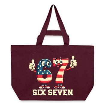 US Flag 67 Memes Six Seven - Recycled Shopping Bag Stanley/Stella - burgundy - Front