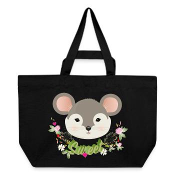 Zauberhafte süße Maus mit zartem Grün im Frühling - Recycelte Shopping Bag von Stanley/Stella - Schwarz - Vorne
