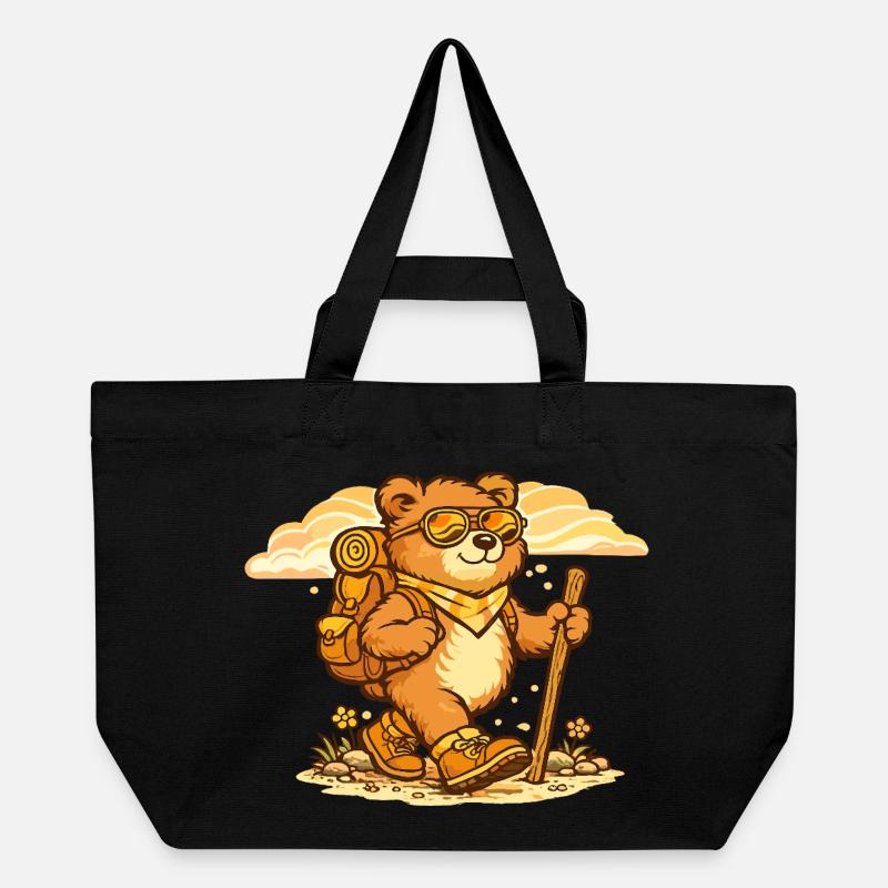 Wanderbär auf Entdeckungstour - Recycelte Shopping Bag von Stanley/Stella - Schwarz