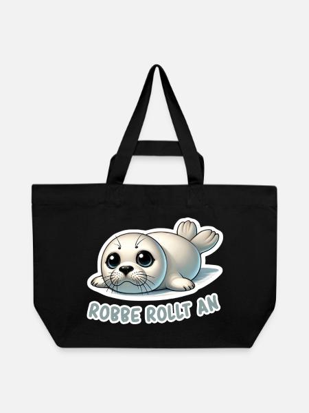 Robbe rollt an - Recycelte Shopping Bag von Stanley/Stella - Schwarz