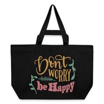 Dont worry be happy - Recycelte Shopping Bag von Stanley/Stella - Schwarz - Vorne