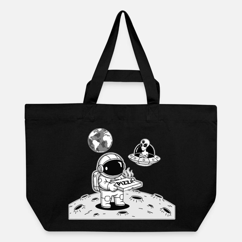 Astronaute Livraison Pizza Espace Alien - Cabas recyclé Stanley/Stella - noir