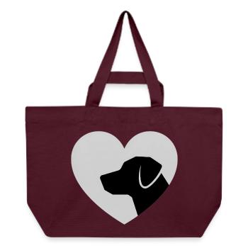 Silhouette de chien en forme de cœur en chemise - Cabas recyclé Stanley/Stella - bordeaux - Devant
