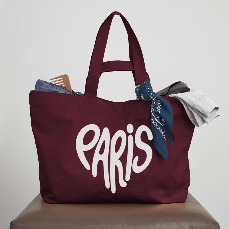 Paris Graffiti Script Logo Heart Shaped Recycled Shopping Bag Stanley/Stella