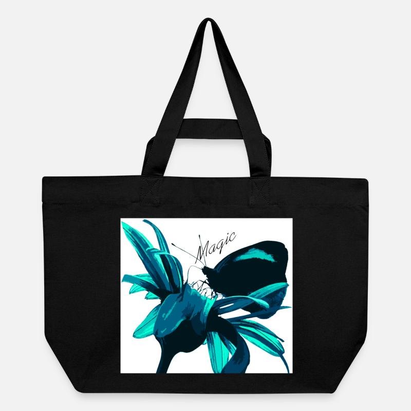 Imprimé fleur magique turquoise - Cabas recyclé Stanley/Stella - noir