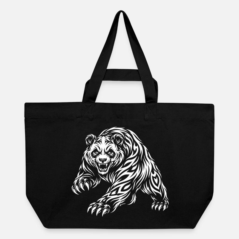 Panda sauvage – Motif tribal de l’ours - Cabas recyclé Stanley/Stella - noir