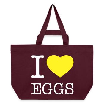 I LOVE EGGS - Recycled Shopping Bag Stanley/Stella - burgundy - Front