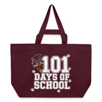 101 Tage Schule Dackel Brille Pfoten süß Kinder - Recycelte Shopping Bag von Stanley/Stella - Burgunderrot - Vorne