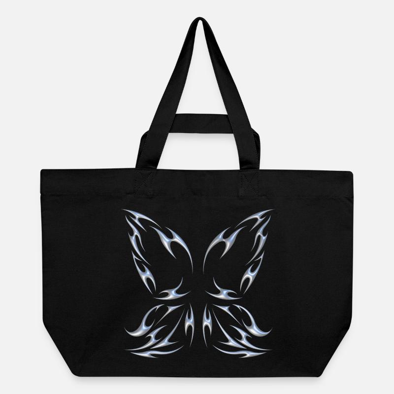 Chrome métallisé ailes de fée papillon design - Cabas recyclé Stanley/Stella - noir