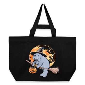 Skurrile Nilpferd Hexe Halloween Design - Recycelte Shopping Bag von Stanley/Stella - Schwarz - Vorne