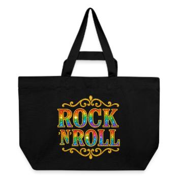 Regenbogen-Glitzer-Rock-N-Roll-Schild - Recycelte Shopping Bag von Stanley/Stella - Schwarz - Vorne