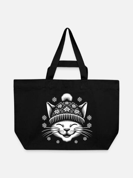Winter cat - Recycelte Shopping Bag von Stanley/Stella - Schwarz
