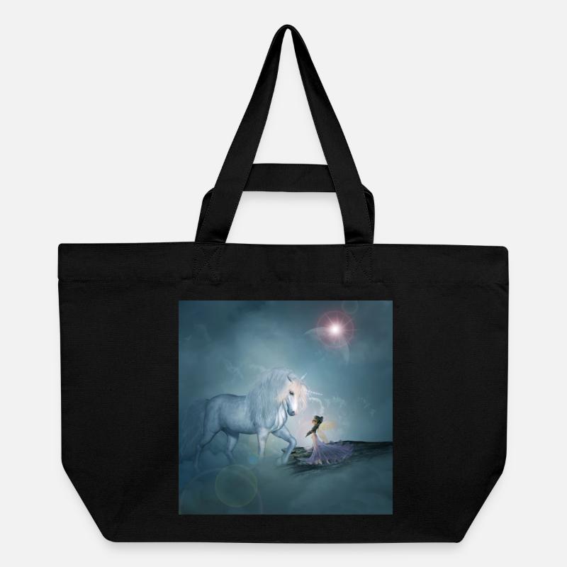 Wunderbares Einhorn mit Fee - Recycelte Shopping Bag von Stanley/Stella - Schwarz