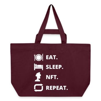 Eat Sleep NFT Repeat - Recycled Shopping Bag Stanley/Stella - burgundy - Front