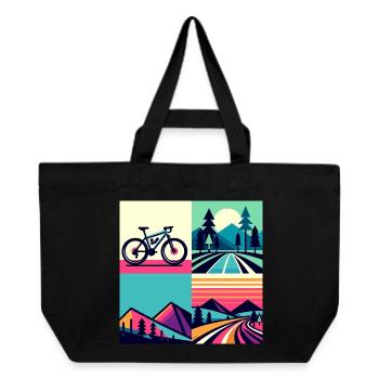 Retro Pop Cycle & Mountain Sunset - Recycelte Shopping Bag von Stanley/Stella - Schwarz - Vorne