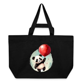Panda Bär mit Ballon - Recycelte Shopping Bag von Stanley/Stella - Schwarz - Vorne