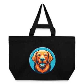 Golden Retriever Chien Mignon Kawaii Dessin Animé Logo De Compagnie - Cabas recyclé Stanley/Stella - noir - Devant