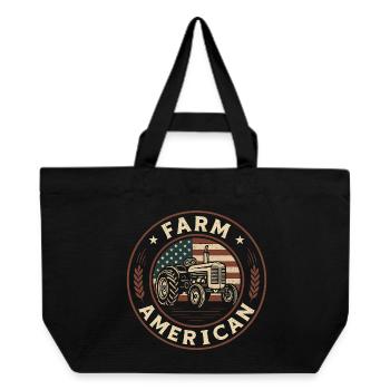 Landwirtschaftstraktor Stolzer Landwirt Patriotische Amerikanische Flagge - Recycelte Shopping Bag von Stanley/Stella - Schwarz - Vorne