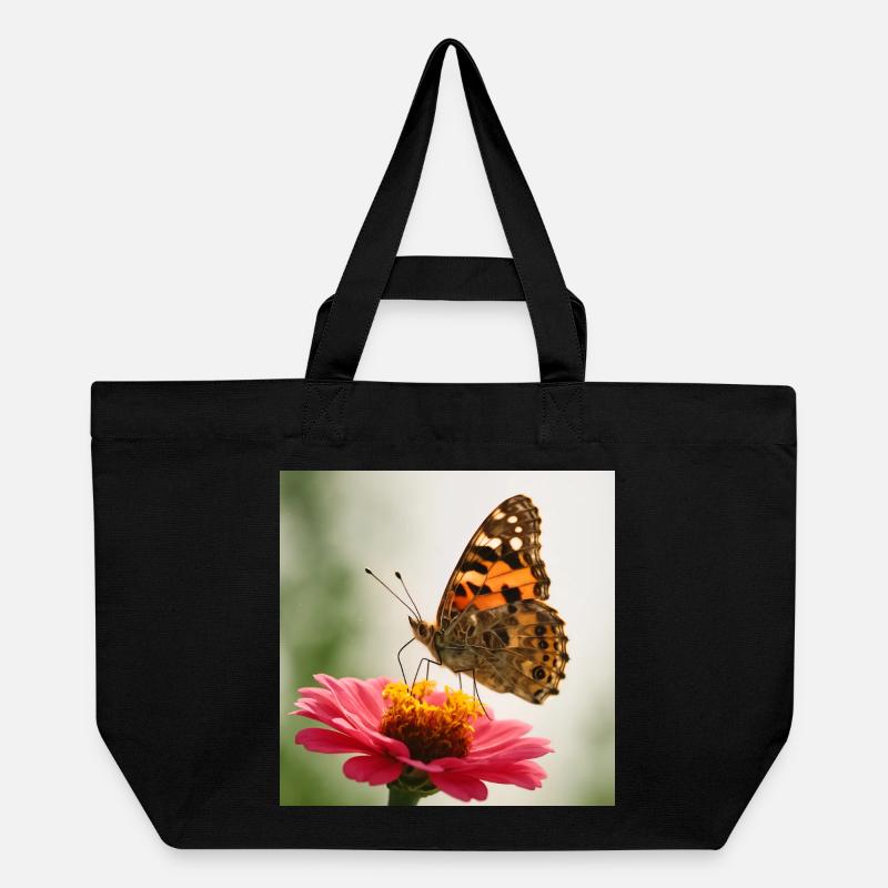 Schmetterling auf einer rosa Blume - Recycelte Shopping Bag von Stanley/Stella - Schwarz