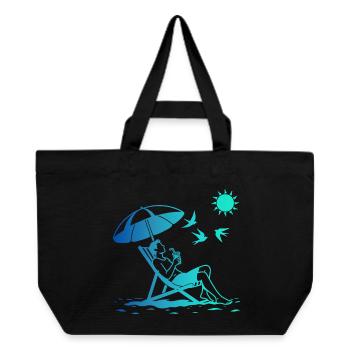 Entspannung im Liegestuhl am Strand - Recycelte Shopping Bag von Stanley/Stella - Schwarz - Vorne