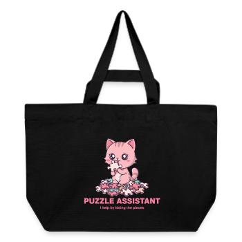 Aide au puzzle et citation pour chat - Cabas recyclé Stanley/Stella - noir - Devant
