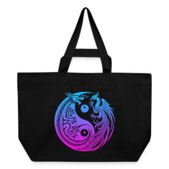 Yin Yang Dragon and Phoenix Neon - Recycled Shopping Bag Stanley/Stella - black - Front