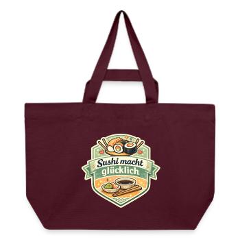 Sushi macht glücklich Sticker - Recycelte Shopping Bag von Stanley/Stella - Burgunderrot - Vorne
