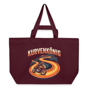 Kurvenkönig - Retro Motorrad Biker Geschenk - Recycelte Shopping Bag von Stanley/Stella - Burgunderrot - Vorne