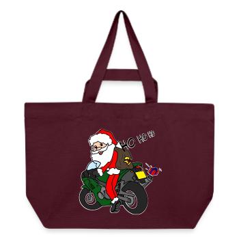 Père Noël de Noël à moto avec des cadeaux - Cabas recyclé Stanley/Stella - bordeaux - Devant