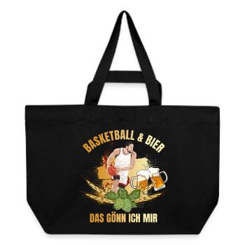 Basketball & Bier - Das gönn ich mir - Recycelte Shopping Bag von Stanley/Stella - Schwarz - Vorne