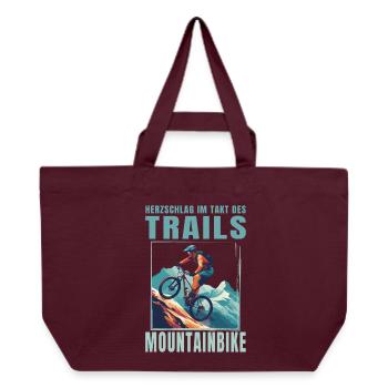Herzschlag im Takt des Trails - Recycelte Shopping Bag von Stanley/Stella - Burgunderrot - Vorne