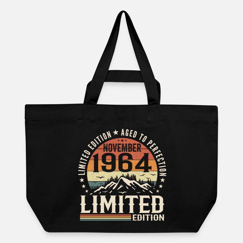 November 1964 Einzigartiger Retro-Geburtstag - Recycelte Shopping Bag von Stanley/Stella - Schwarz