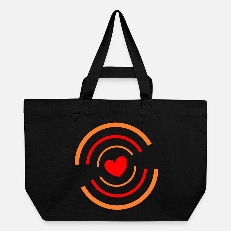 Herz rot mit Streifen - Recycelte Shopping Bag von Stanley/Stella - Schwarz