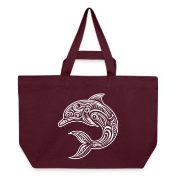 Dolphin Tribal Maori Diver Sea Lover - Recycled Shopping Bag Stanley/Stella - burgundy - Front